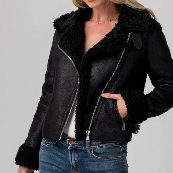 Jackets & Blazers - Sherpa Moto Jacket